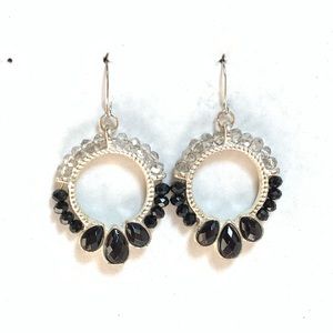 BOGO Black & Silver Open Circle Dangle Statement Earrings